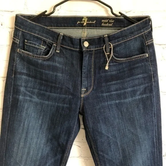 7 For All Mankind Blue Denim Mid Rise Bootcut 31 - Picture 3 of 10